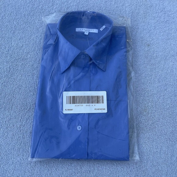 Foxcroft Wrinkle Free Classic Fit Shirt Women's Size 4P Blue Long Sleeve New VTG - Picture 2 of 6